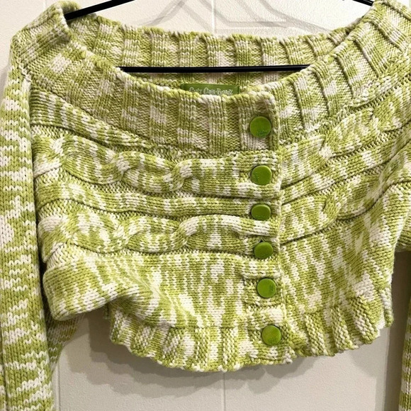 Cults Gaia Maressa Kiwi green off shoulder Bratz sweater M - Picture 5 of 12